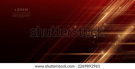 Abstract luxury golden glitter effect glowing on red background with lighting effect sparkle. Template premium award ceremony design. Vector illustration
