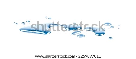 real image,spilled water drop on the floor isolated with clipping path on white background. 