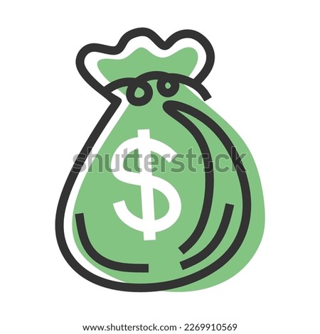 cute sticker money bag icon