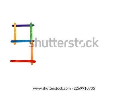 Colorful ice cream sticks arranged in numbers over a white background.