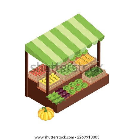 Farmer local grown market composition with fresh food products sale on blank background vector illustration