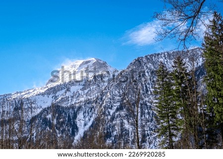 Snowy mountain in Upper Austrian alps, scenery picture of Alps