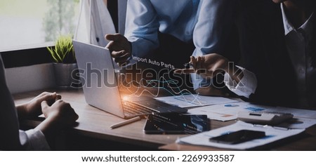 Business team working with finance marketing chart, Business digital technology and marketing concept.  Royalty-Free Stock Photo #2269933587