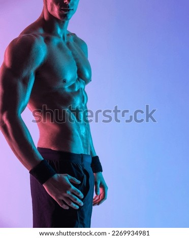 Close-ip body photo. Man athlete isolated on pink background. Gym full body workout. Muscular man athlete in fitness gym have havy workout. Sports trainer on trainging. Fitness motivation.