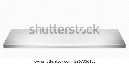 Metal kitchen tabletop isolated on transparent background. Steel table or countertop. Realistic vector illustration Royalty-Free Stock Photo #2269936135