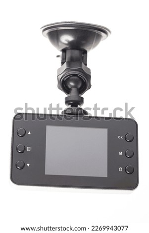 Car camera video recorder isolated on white background.