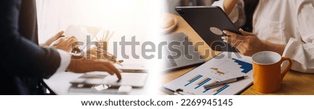 Team Of Business working at office with documents on his desk, doing planning analyzing the financial report, business plan investment, finance analysis concept