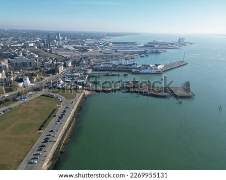 Elevated view of the City of Southampton and Docks Royalty-Free Stock Photo #2269955131