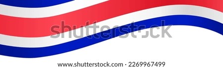 Costa Rica flag wave isolated on png or transparent background
