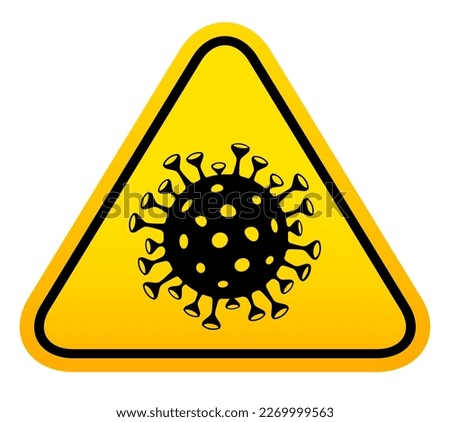 Virus warning security vector sign isolated on white background, yellow virus epidemic caution symbol, medical clip art