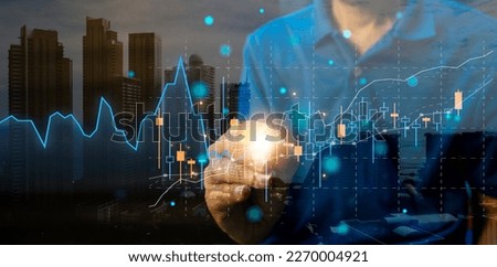 Planning, analyzing indicators and buying and selling strategies, stock market, business growth, progress or success. Royalty-Free Stock Photo #2270004921