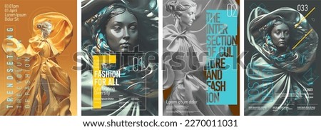 Fashion style. Beautiful young lady.  Typography design and vectorized 3D illustrations on the background. Royalty-Free Stock Photo #2270011031