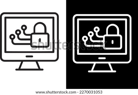 Computer Security Icon vector design black and white