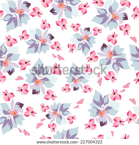 beautiful pastel vector flowers seamless pattern