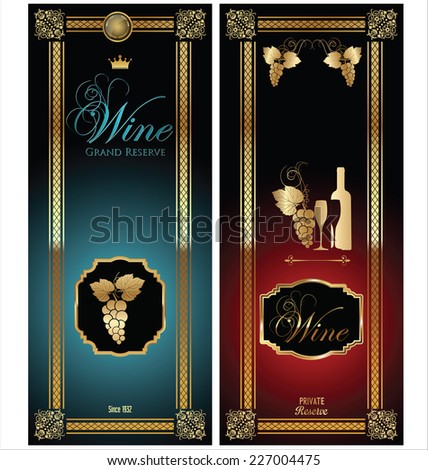 Golden wine label collection