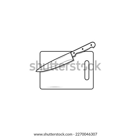 Cooking board with knife icon isolated vector graphics