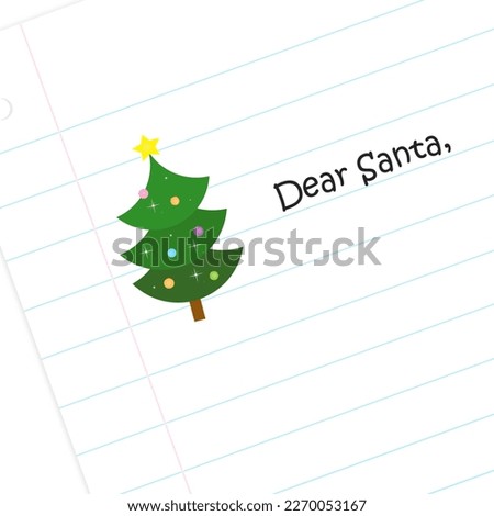 Holiday Tree - decorated holiday tree drawing on lined paper