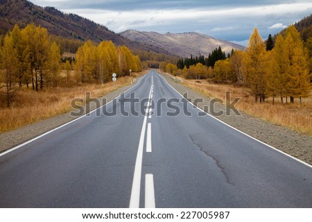 Chuysky tract. Altai roads in the autumn in the mountains. Russia. Siberia.