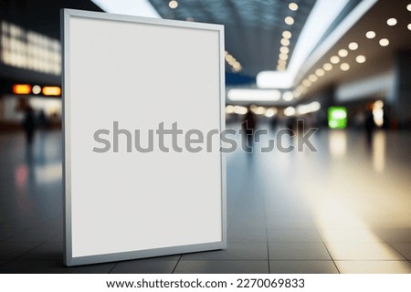 Description: Blank empty billboard in avenue mall or a shopping center, place for a text or montage