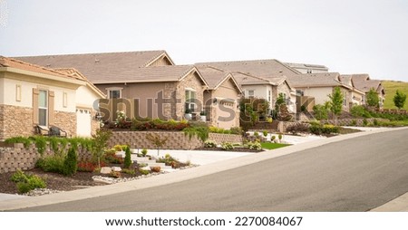 Row of single story homes in Northern California Royalty-Free Stock Photo #2270084067
