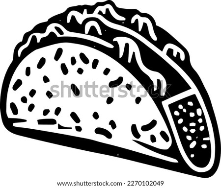 Taco, food, isolated, vintage drawing, vector illustration, black color