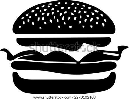 Burger, food, isolated, vintage drawing, vector illustration, black color