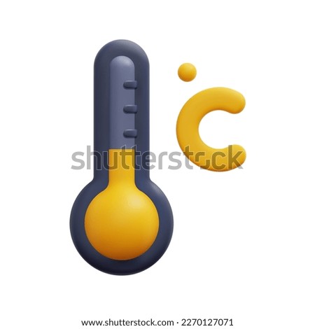 3d thermometer and celsius icon vector. Isolated on white background. 3d weather, meteorology, forecast and nature concept. Cartoon minimal style. 3d degree icon vector render illustration. Royalty-Free Stock Photo #2270127071