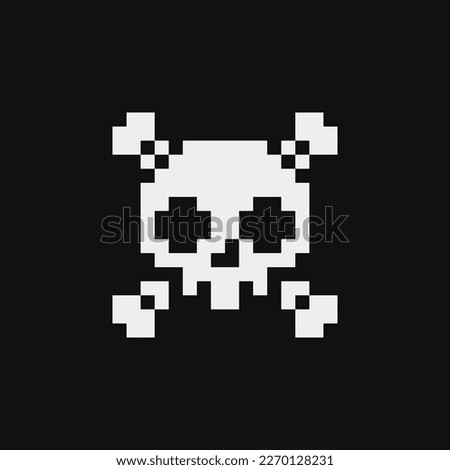 Skull crossbones pixel art style icon, isolated abstract vector illustration. Design for stickers, logo, web and mobile app. Print for clothes. Royalty-Free Stock Photo #2270128231