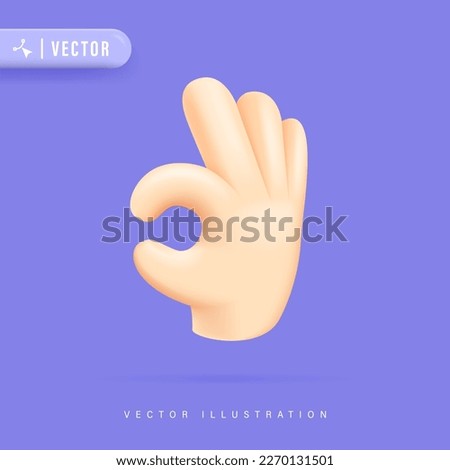 3D Realistic OK Gesture Hand, Okay Sign. 3D Vector Illustration. Royalty-Free Stock Photo #2270131501