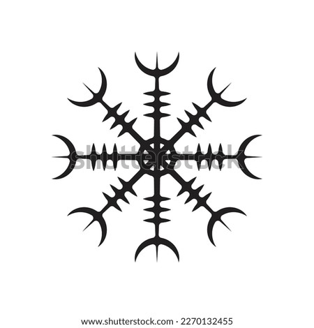Abstract flat dark viking helm of Awe symbol isolated on white background Royalty-Free Stock Photo #2270132455