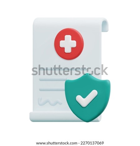 3d contract signature on paper page, check mark and shield icon vector. Isolated on white background. 3d health insurance concept. Cartoon minimal style. 3d icon vector render illustration.