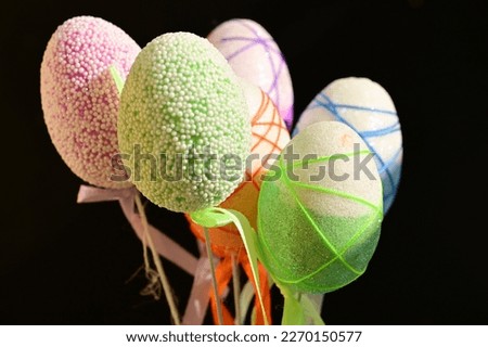 happy easter with the beautiful colorful easter eggs close up view