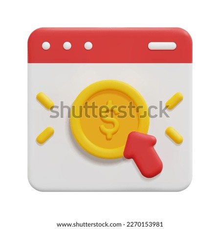 3d pay per click icon vector. Isolated on white background. 3d online marketing and social media concept. Cartoon minimal style. 3d paid marketing icon vector render illustration. Royalty-Free Stock Photo #2270153981