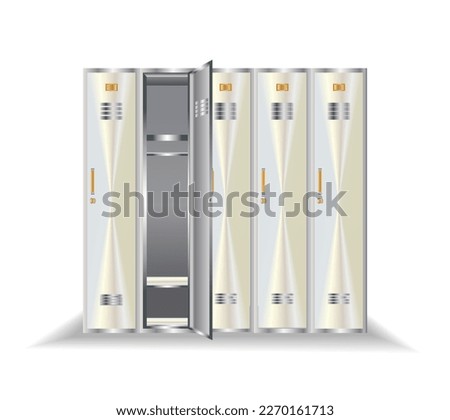 Locker room vector illustration made of aluminum, realistic design concept, tamplate ready.