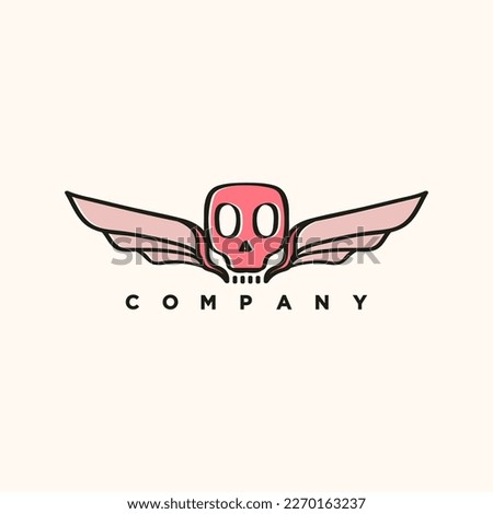 Cute winged skull logo illustration design for your business