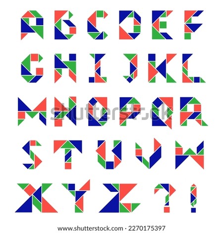 Alphabet font ABC tangram collection vector element bundle set clip art colorful illustration xyz 