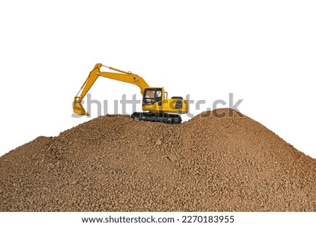 Crawler Excavator is digging soil in the construction site  on  isolated white background. Royalty-Free Stock Photo #2270183955