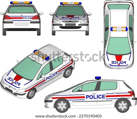 Vector sketch illustration of a police car
