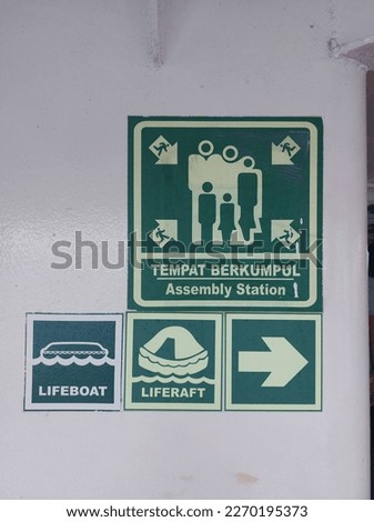 rescue information boards for passengers aboard the ferry