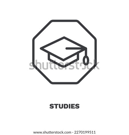 studies icon. Thin line studies, education icon from education collection. Outline vector isolated on white background. Editable studies symbol can be used web and mobile