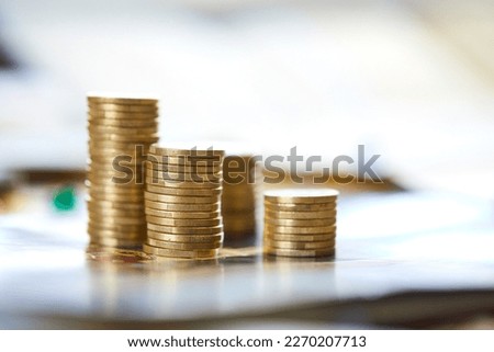 Saving stack coins money concept Royalty-Free Stock Photo #2270207713