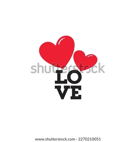 Love word hand drawn lettering with cute heart on red, and white background.Valentine's day template or background for Love and Valentine's day concept.