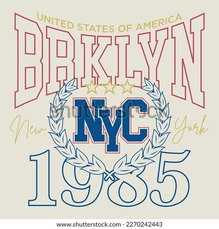 Vintage typography retro college varsity brooklyn new york slogan print for graphic tee t shirt or sweatshirt - Vector Royalty-Free Stock Photo #2270242443