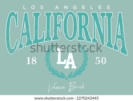 Vintage typography retro college varsity los angeles california venice beach slogan print with grunge effect for graphic tee t shirt or sweatshirt - Vector