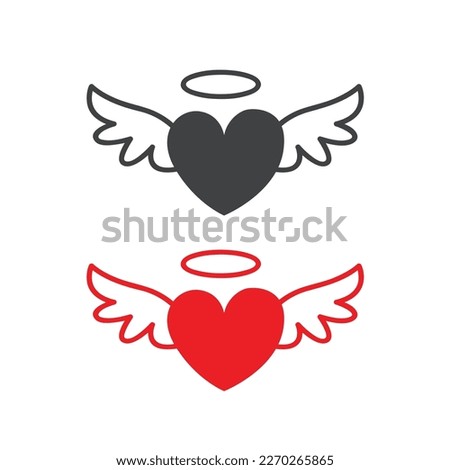 heart with wing hand drawn illustration