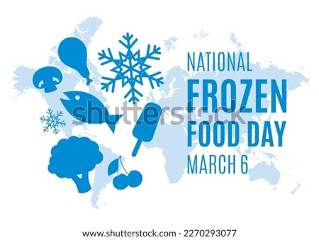 National Frozen Food Day illustration. Frozen food blue simple icon set on a white background. March 6 every year. Important day