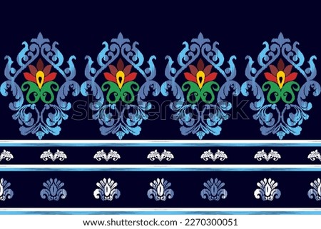 Ikat India seamless pattern decoration design. Aztec fabric boho mandalas textile rococo wallpaper. Tribal native motif carpet rug Africa American Indian traditional embroidery vector background 