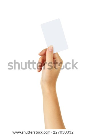 Hand holding a business card