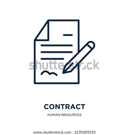 contract icon from human resources collection. Thin linear contract, business, signature outline icon isolated on white background. Line vector contract sign, symbol for web and mobile