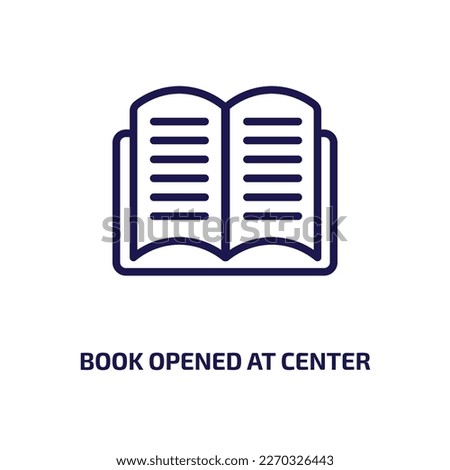 book opened at center icon from user interface collection. Thin linear book opened at center, center, open outline icon isolated on white background. Line vector book opened at center sign, symbol for